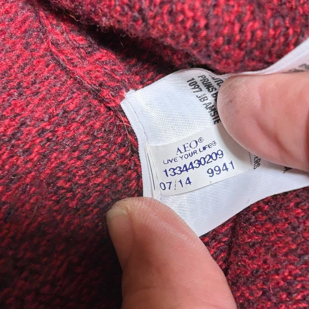 American Eagle Mens XXL Burgundy Marl Cotton Wool Blend Crewneck Sweater